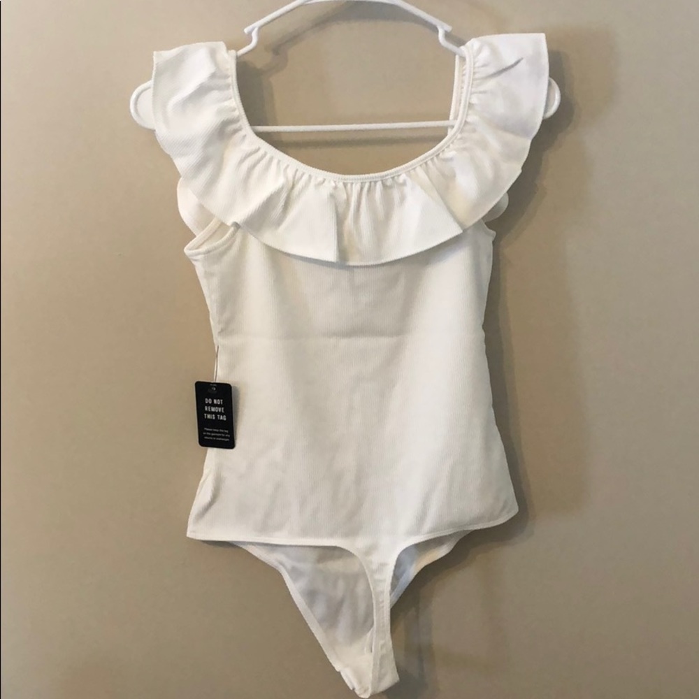 White, off the shoulder, body suit